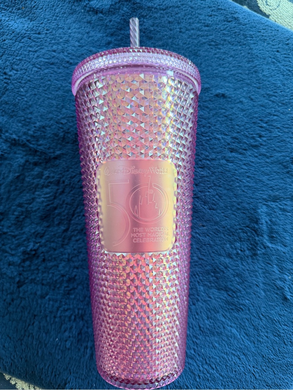Walt Disney World 50th Pink Iridescent Studded Tumbler